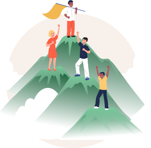 People climbing mountain illustration